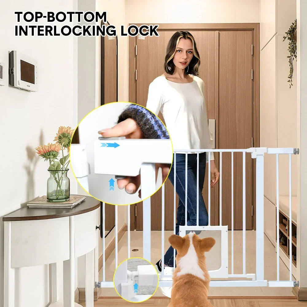 76cm Tall Baby Pet Security Gate Safety Adjustable Width with Cat Door for House Doorways Stairs Guard Extension Part Width 12cm/24cm Wall Mount