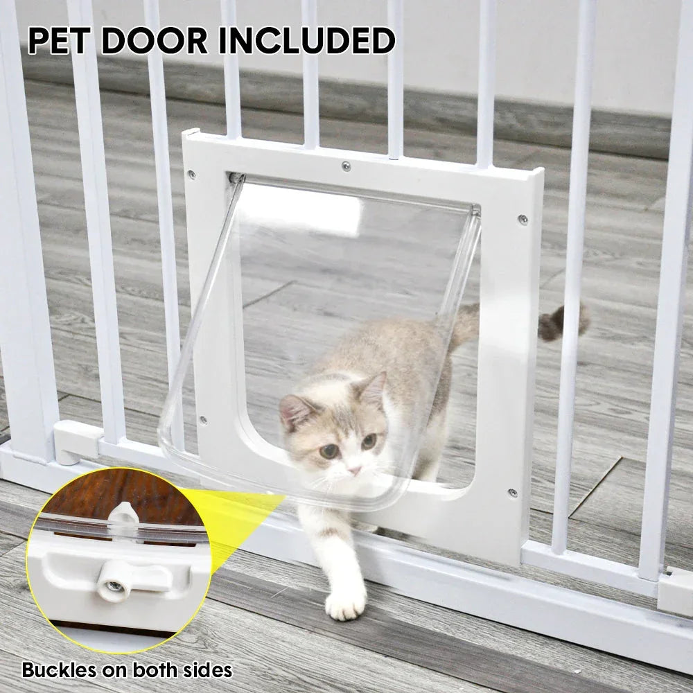 76cm Tall Baby Pet Security Gate Safety Adjustable Width with Cat Door for House Doorways Stairs Guard Extension Part Width 12cm/24cm Wall Mount
