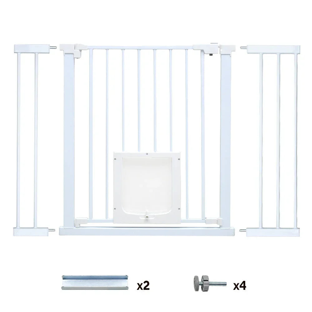 76cm Tall Baby Pet Security Gate Safety Adjustable Width with Cat Door for House Doorways Stairs Guard Extension Part Width 12cm/24cm Wall Mount