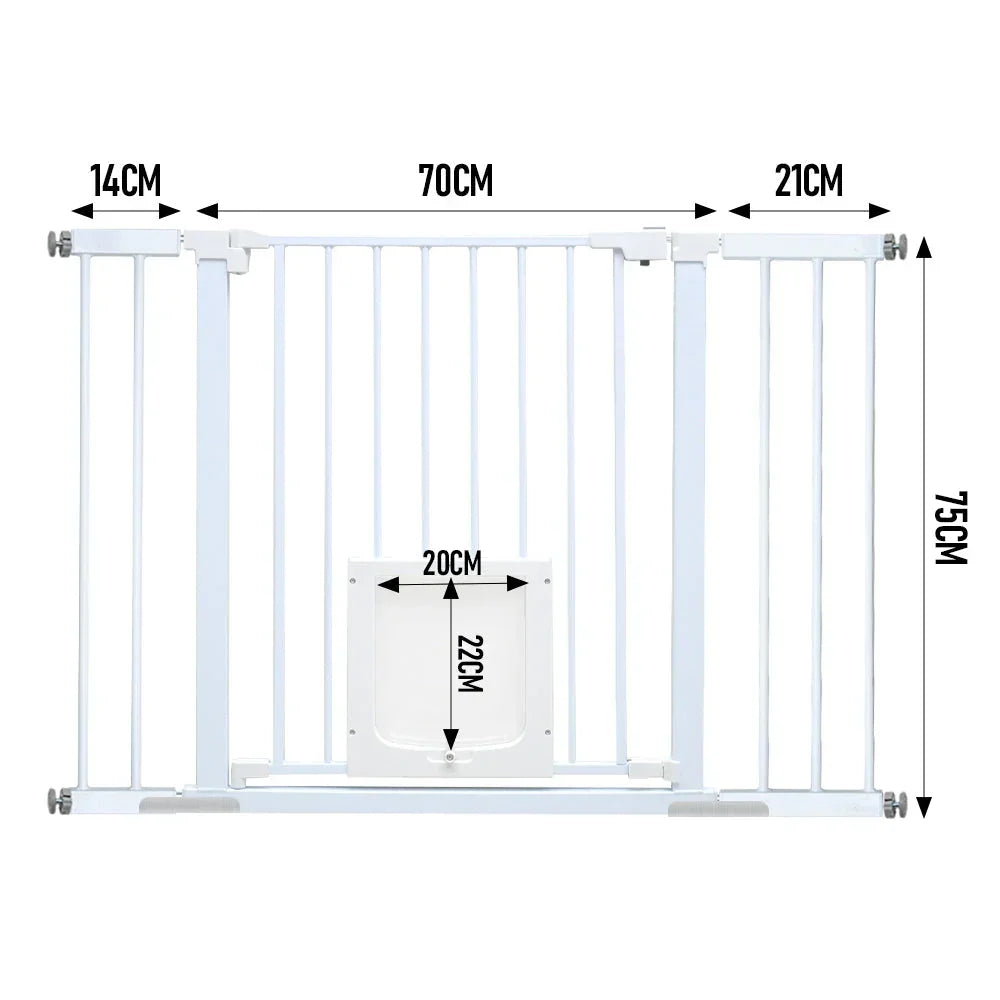 76cm Tall Baby Pet Security Gate Safety Adjustable Width with Cat Door for House Doorways Stairs Guard Extension Part Width 12cm/24cm Wall Mount
