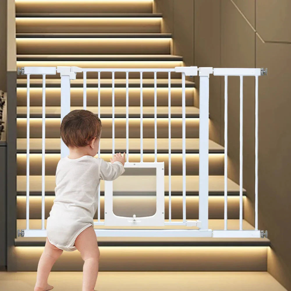 76cm Tall Baby Pet Security Gate Safety Adjustable Width with Cat Door for House Doorways Stairs Guard Extension Part Width 12cm/24cm Wall Mount