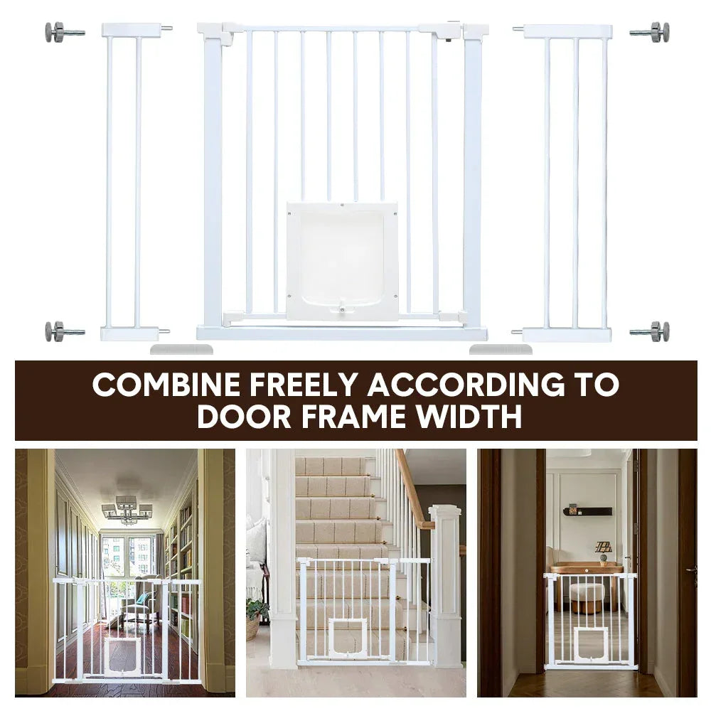 76cm Tall Baby Pet Security Gate Safety Adjustable Width with Cat Door for House Doorways Stairs Guard Extension Part Width 12cm/24cm Wall Mount