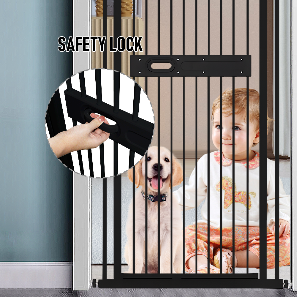 Extra Tall 150cm Baby Pet Security Gate Balck Safety Gate Easy Fit Fence Two Way Opening No Drill Needed