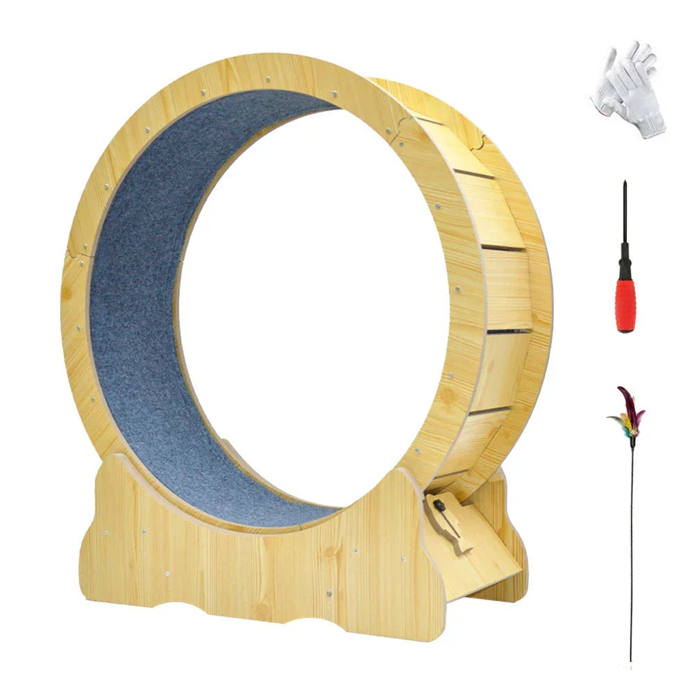 Cat Running Wheel Cat Running Wheel Ultra-Quiet Treadmill Exerciser Scratcher with Anti-Slip Carpet Detachable Runway and Safety Latch Cat Sport Runner Toy