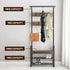4-In-1 Coat Rack Large Capacity Freestanding Hall Tree 183 High Entryway Bench with 8 Detachable Hooks Hanging Rod and 2-Tier Shoe Storage Rustic Brown