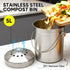 5L Compost Bin Kitchen Countertop Stainless Steel Composter Bucket with Lid and Charcoal Caddy Kitchen Waste Pail Odour Free and Easy Cleaning Silver