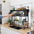 Over The Sink Dish Drying Rack Carbon Steel Dish Drainer Drying Rack 85cm Long Sink Caddy with Door and Multiple Utensils Holders Large Capacity