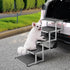 Folding Dog Stair Lightweight Aluminium Dog Ramp Adjustable Height 5 Steps Pet Ladder Loads up to 70Kg with Non-Slip Surface for Cars Trunk SUV Trucks