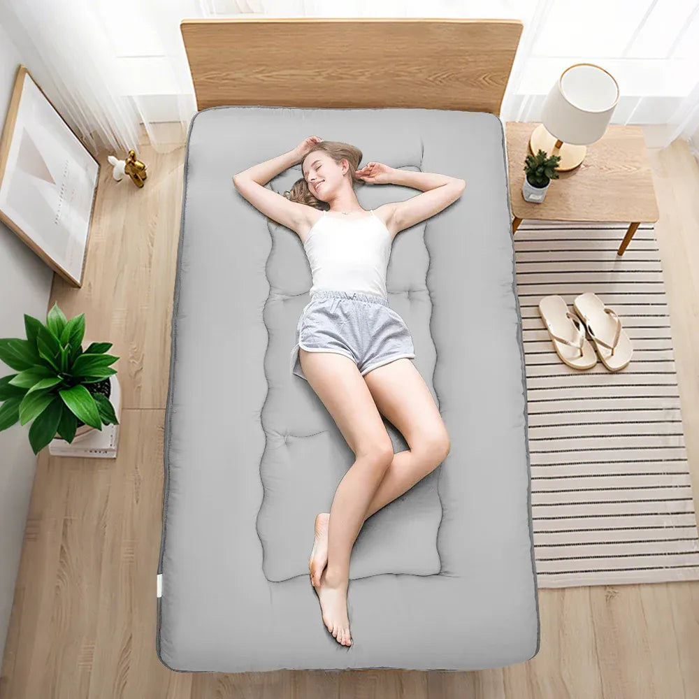 Foldable Floor Mattress Roll Up Futon Mattress Thicken Memory Foam for Bedroom Guest Room and Travel Portable Japanese Sleeping Tatami Mat 1x2m Grey