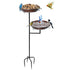 Bird Bath and Feeder Double 12Inch Bowls Metal Bird Feeder Birdbaths Freestanding Bird Bath Stand with Stakes for Garden Outdoors Decor Large Capacity