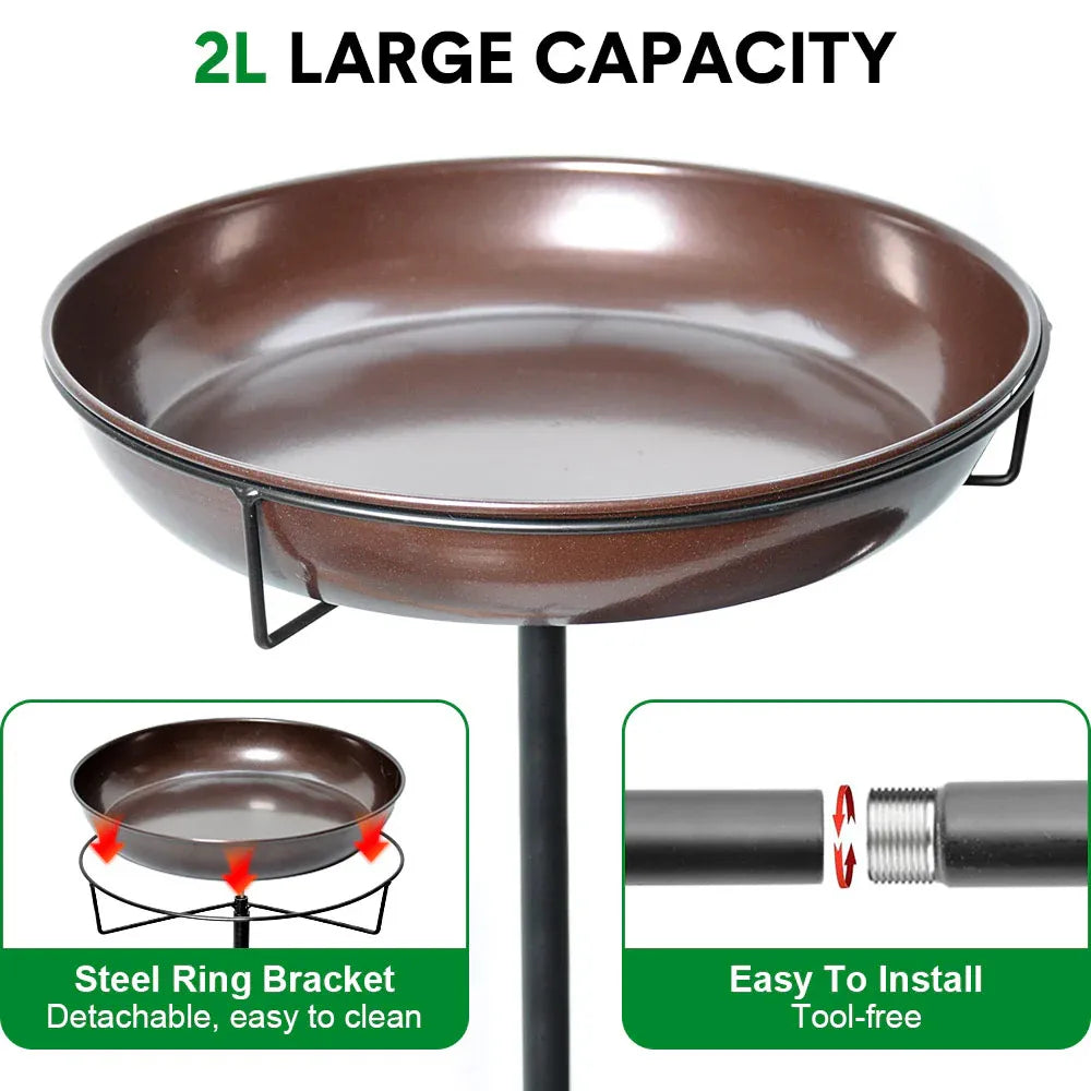 Bird Bath and Feeder Double 12Inch Bowls Metal Bird Feeder Birdbaths Freestanding Bird Bath Stand with Stakes for Garden Outdoors Decor Large Capacity