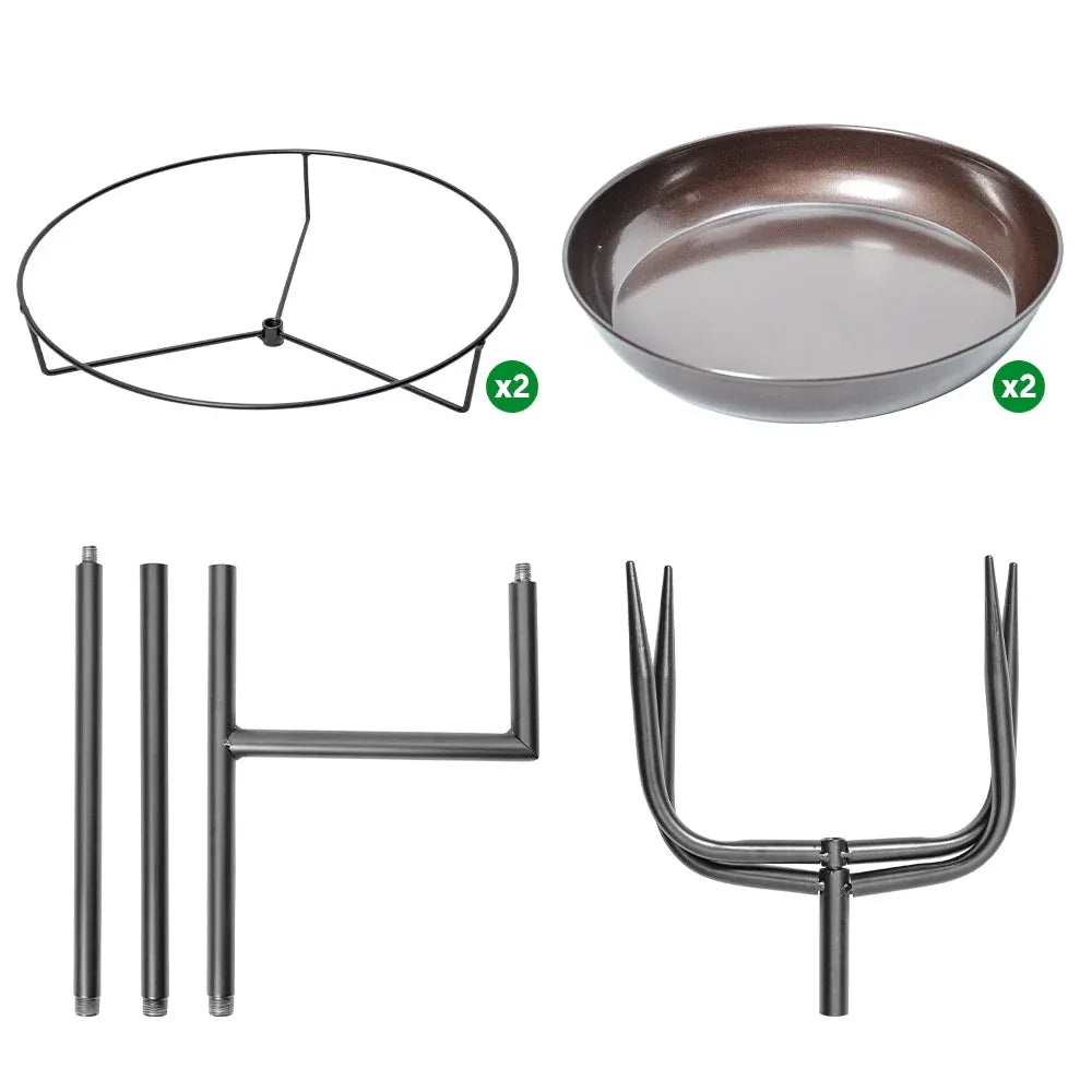 Bird Bath and Feeder Double 12Inch Bowls Metal Bird Feeder Birdbaths Freestanding Bird Bath Stand with Stakes for Garden Outdoors Decor Large Capacity