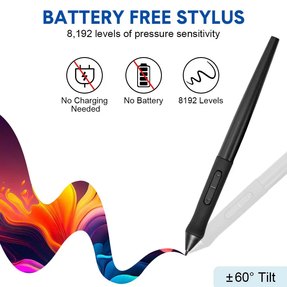 Digital Graphics Tablet Drawing Pad 8192 Levels Large Working Area 285x180mm Compatible with Win/MacOS Support PC/Mobile for Drawing Designing Teaching