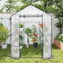 Greenhouse Walk-In Tunnel 3 Tier Planting Shelves 143x143x195cm Strong Stability with PE Cover Roll-up Zipper Door and Window for Outdoor Vegetable Plants