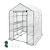 Greenhouse Walk-In Tunnel 3 Tier Planting Shelves 143x143x195cm Strong Stability with PE Cover Roll-up Zipper Door and Window for Outdoor Vegetable Plants