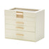 4 Layer Jewelry Box PU Leather Jewellery Organizer Multi-functional Storage Case with Clear Glass Lid and 3 Drawers for Necklaces Rings Earrings Watches