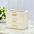 4 Layer Jewelry Box PU Leather Jewellery Organizer Multi-functional Storage Case with Clear Glass Lid and 3 Drawers for Necklaces Rings Earrings Watches