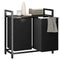 Laundry Hamper Basket Metal Laundry Organizer with MDF Shelf and 2 Waterproof Pull-Out Removable Dirty Clothes Bags for Laundry Room Bedroom Bathroom Dorm