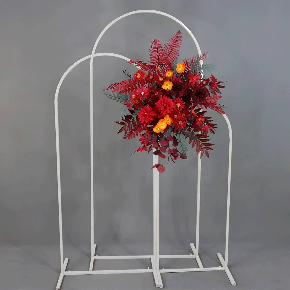 Metal Arch Backdrop White Stand Wedding Arch Stand Set of 3 (6FT/5FT/4FT) Square Arched Frame for Outdoor Birthday Party Ceremony