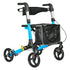 2 In 1 Foldable X-Fold Mobility Walker Rollator Chair Aid 8 Inch Wheel Max Load 136KG with Zippered Storage Bag for Elderly Seniors Indoor Outdoor Use