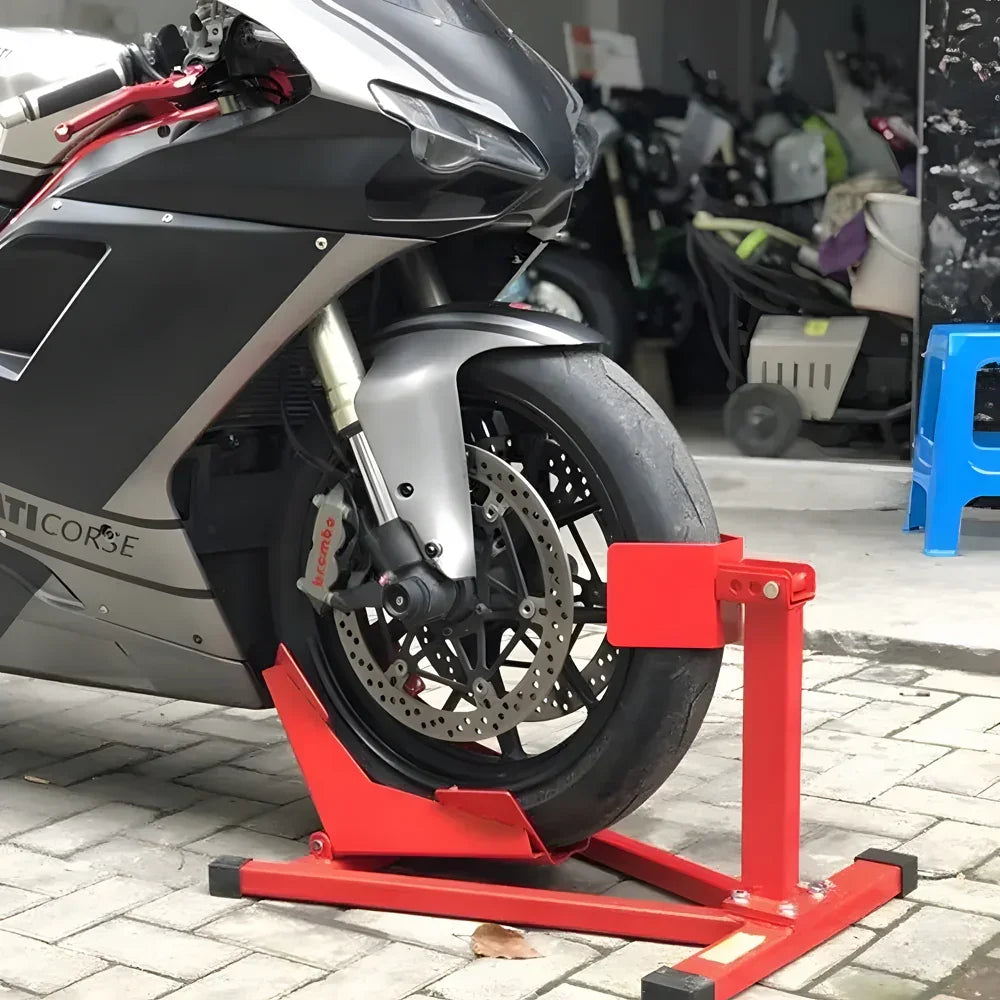 Heavy-Duty Motorcycle Motorbike Front Wheel Chock Lift Stand Vehicle Wheel Chock Clampsfor Trailer Transport 15