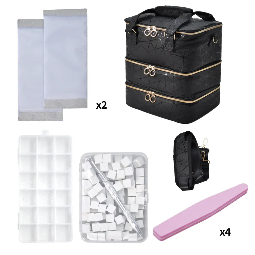 3 Layer Nail Polish Organizer Holds 84 Bottles Detachable and Waterproof Nail Care Storage Box for Lamp and Nail Art Manicure Tools Travel Carrying Case