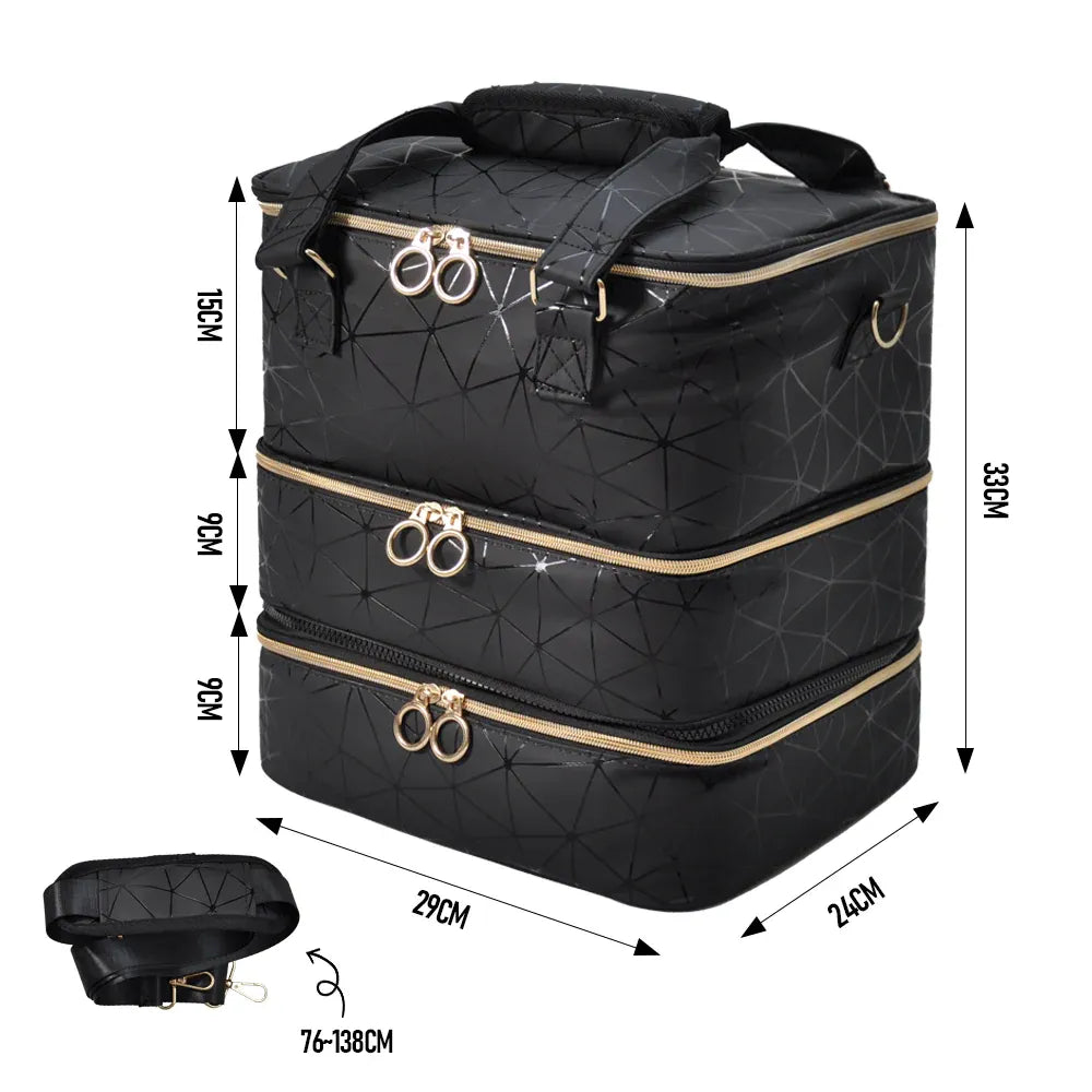 3 Layer Nail Polish Organizer Holds 84 Bottles Detachable and Waterproof Nail Care Storage Box for Lamp and Nail Art Manicure Tools Travel Carrying Case