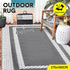 Large Outdoor Rug 275x365cm Weatherproof Plastic Weave Mat Washable Outside Solid Carpet Easy Care for Patio Deck Backyard Garden RV Camping Silver Grey