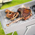 Portable Charcoal Grill Rectangular Folding Stainless Steel BBQ Grill L100xW18cm For Skewer and Kebabs with Storage Shelf Outdoor Camping Patio Cooking
