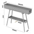 Portable Charcoal Grill Rectangular Folding Stainless Steel BBQ Grill L100xW18cm For Skewer and Kebabs with Storage Shelf Outdoor Camping Patio Cooking