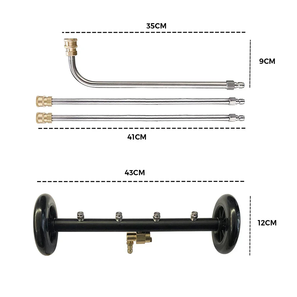 Pressure Water Spray Car Undercarriage Cleaner Washer Max 4000PSI Chassis Washer Surface Cleaner 1/4 Quick Connector with Wands for Car Ground Cleaning