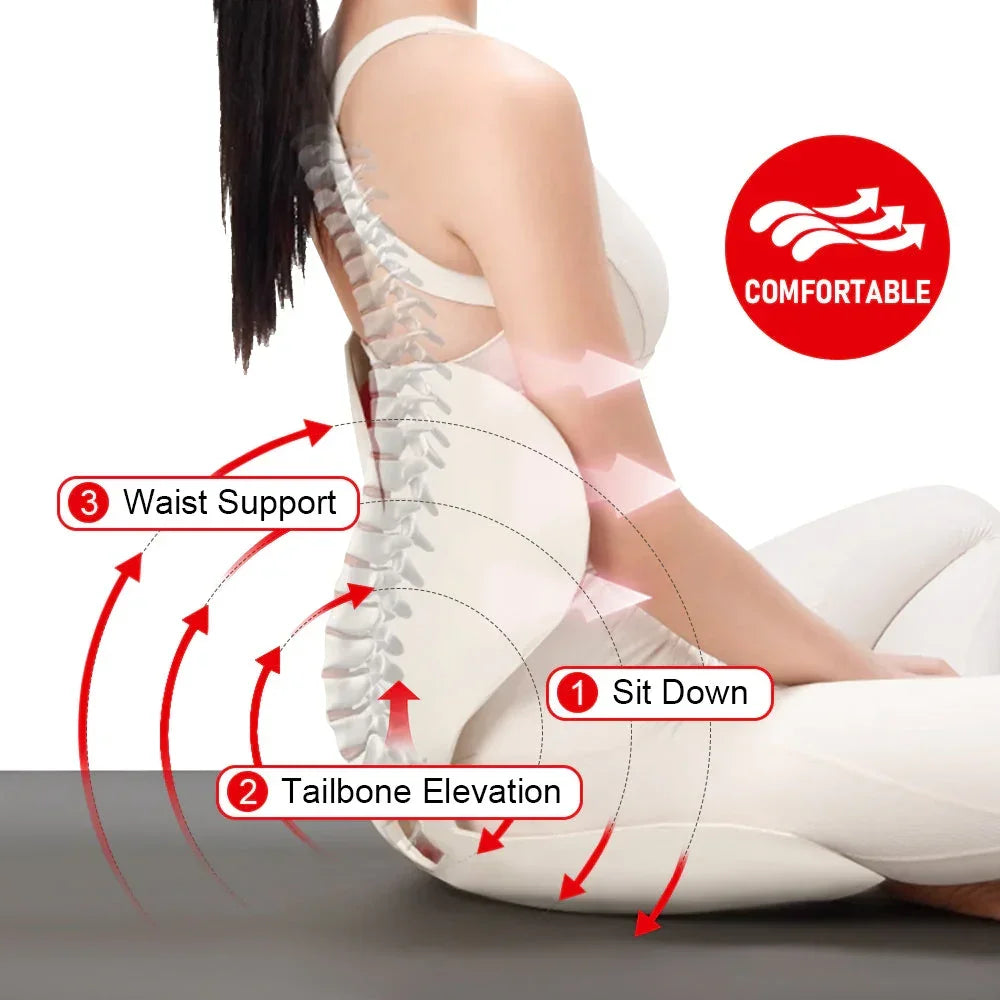 Cushion Portable Ergonomic Lower Back Seat Lumbar Support Chair Posture Correction Max Load 110kg for Home Office Chair and Floor Seat Red Heart Design