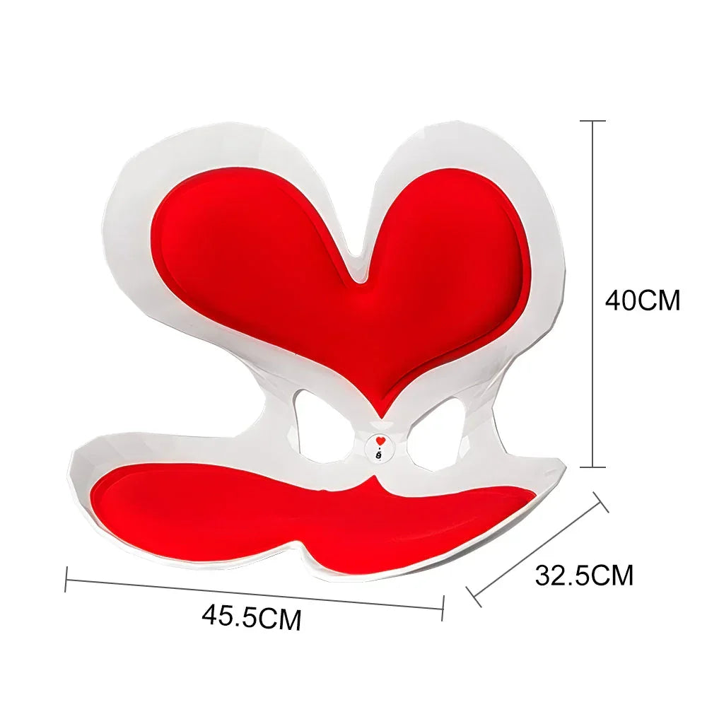 Cushion Portable Ergonomic Lower Back Seat Lumbar Support Chair Posture Correction Max Load 110kg for Home Office Chair and Floor Seat Red Heart Design
