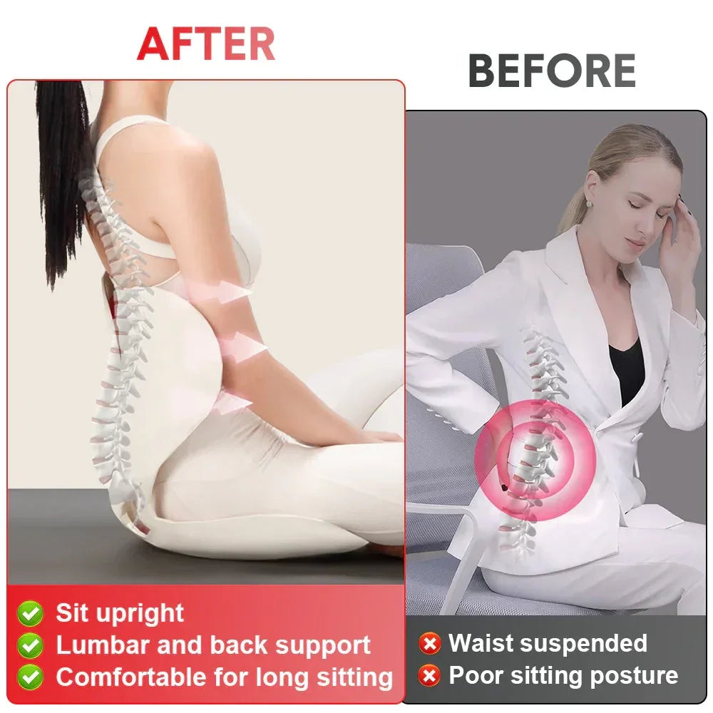 Cushion Portable Ergonomic Lower Back Seat Lumbar Support Chair Posture Correction Max Load 110kg for Home Office Chair and Floor Seat Red Heart Design
