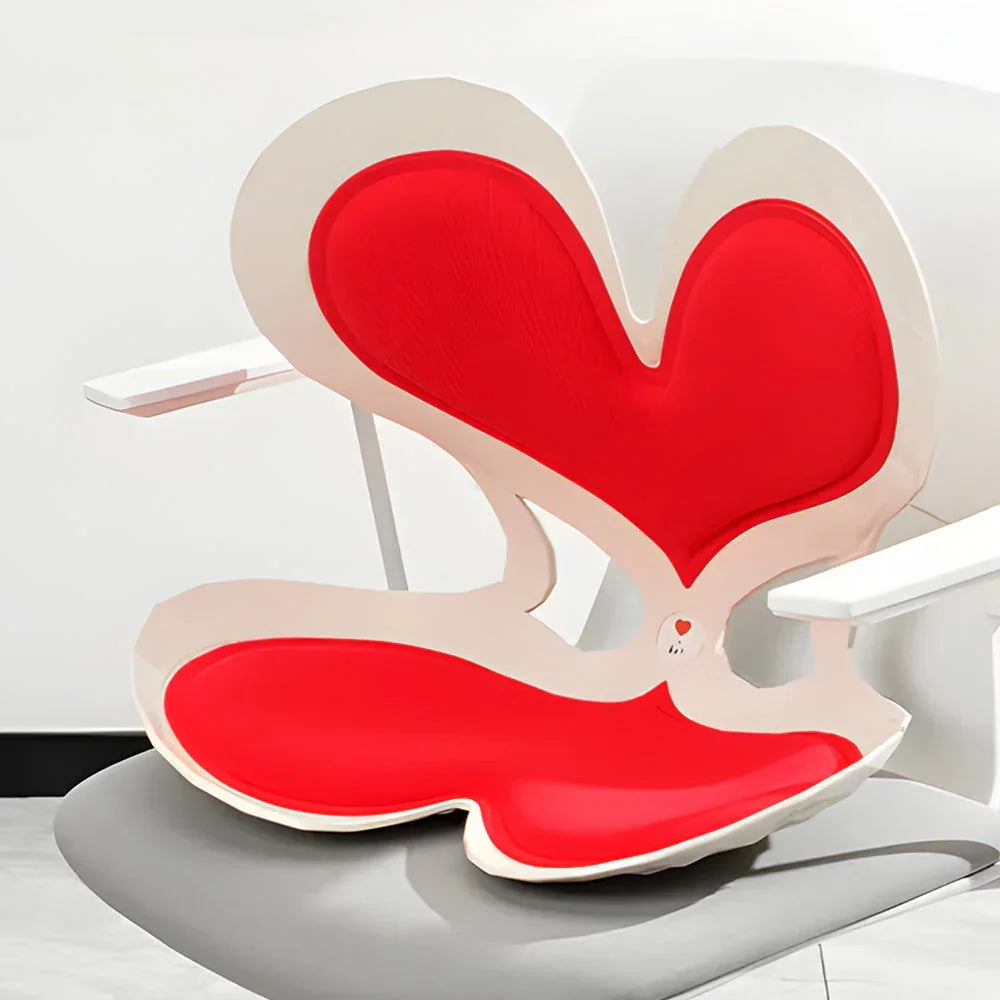 Cushion Portable Ergonomic Lower Back Seat Lumbar Support Chair Posture Correction Max Load 110kg for Home Office Chair and Floor Seat Red Heart Design