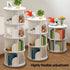 4 Tier Rotating Bookshelf PVC Freestanding Corner Rack Bookcase Multifunctional Spinning 360 Storage Shelf Organizer for Home Office Space-Saving White