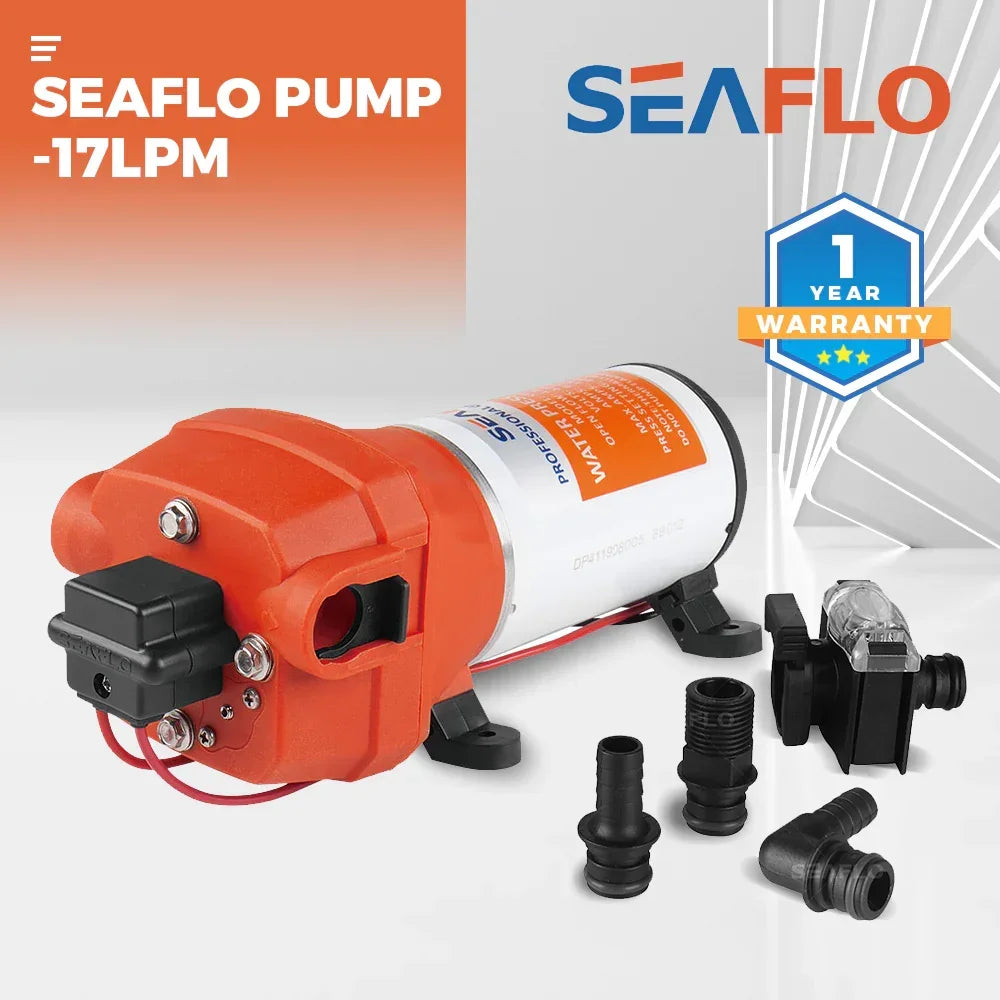 12V Water Pump Pressure Diaphragm Self Priming Pump 4.5Gallons Per Min 17LPM 40PSI Water Booster for Caravan Motorhome Camper Trailer Boat Yacht