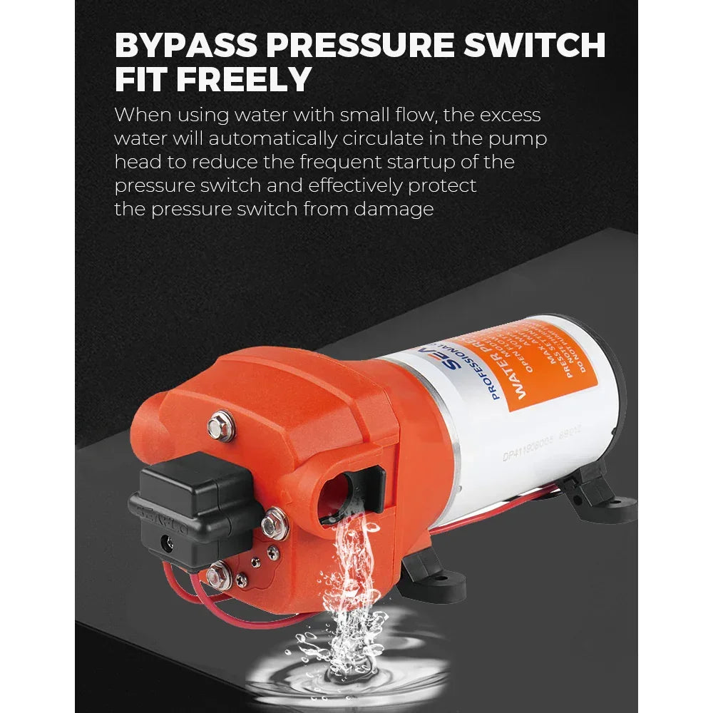12V Water Pump Pressure Diaphragm Self Priming Pump 4.5Gallons Per Min 17LPM 40PSI Water Booster for Caravan Motorhome Camper Trailer Boat Yacht
