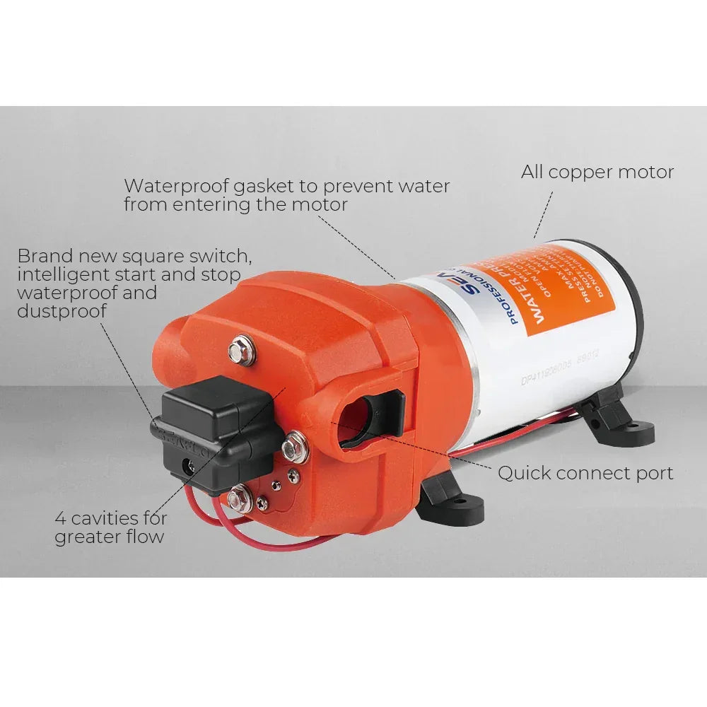 12V Water Pump Pressure Diaphragm Self Priming Pump 4.5Gallons Per Min 17LPM 40PSI Water Booster for Caravan Motorhome Camper Trailer Boat Yacht