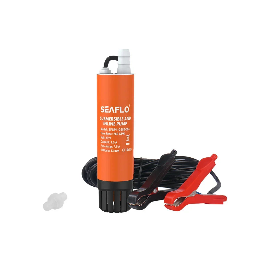 Submersible Inline Pump 12V 280GPH Transfer Pump Water Resistant High Pressure Washing Water Diesel Pump For RV Marine Boat Caravan