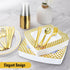 175pcs Food-Grade Wedding Event Banquet Disposable Tableware Dinnerware Gold-Edged Plastic Cutlery Pack of 25 Dining Sets Square Plates Cutlery Napkins