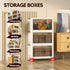 Foldable Storage Cabinet Stackable Bins Household Plastic Closet Multi-purpose Organizer Doors and Top Lid 2 Way Opening with 360 Degree Rotatable Wheels