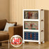 Foldable Storage Cabinet Stackable Bins Household Plastic Closet Multi-purpose Organizer Doors and Top Lid 2 Way Opening with 360 Degree Rotatable Wheels