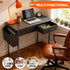 80cm Study Desk Home Office Computer Desk with 2 Fabric Drawers Side Pocket and Hook Modern Small Writing Table for Bedroom Dorm Small Spaces Black