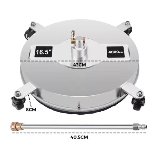 16.5 Inch High-Pressure Surface Cleaner Concrete Cleaner Driveway Cleaner 4000PSI-Stainless Steel with Quick Connector For Concrete Driveway