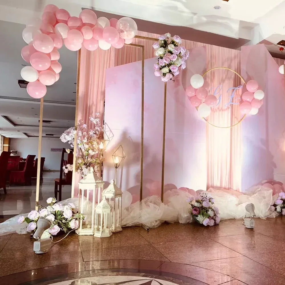 Golden Square Wedding Arch Adjustable 1M-2M Flower Rack Backdrop Stand Balloon Arch Stand for Wedding Birthday Party Garden Ceremony Decoration