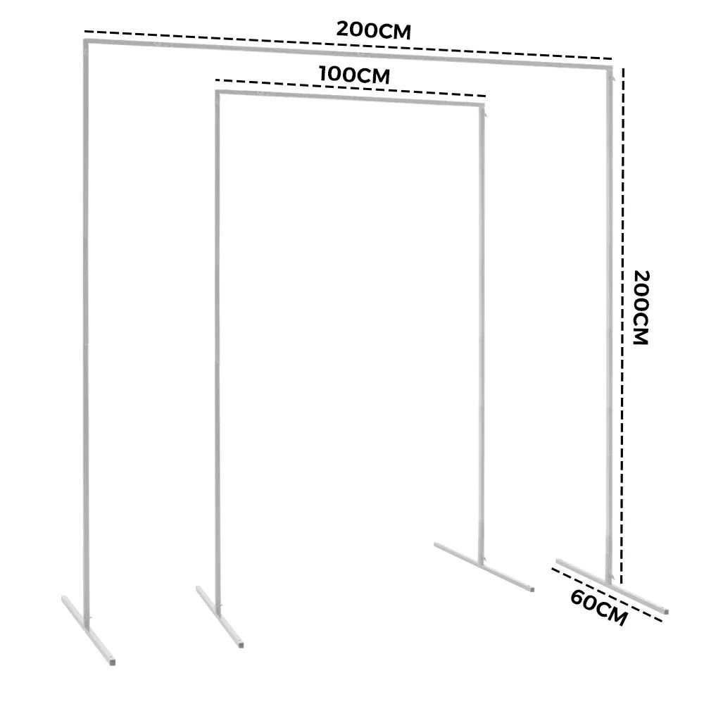 White Square Wedding Arch Adjustable 1M-2M Flower Rack Backdrop Stand Balloon Arch Stand for Wedding Birthday Party Garden Ceremony Decoration