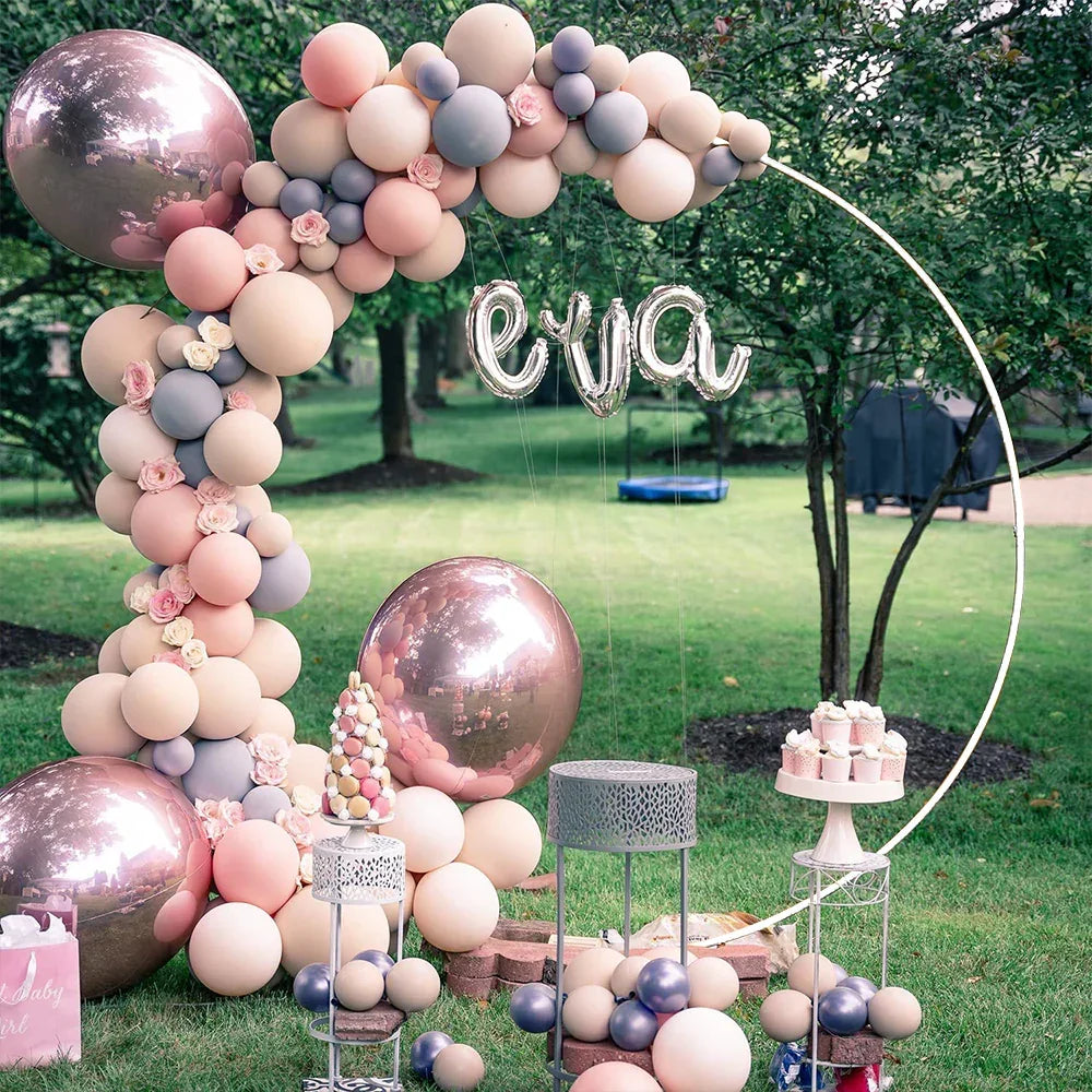 2M White Wedding Hoop Arch Metal Flower Ring Display Frame Balloon Circle Rack Backdrop for Wedding Birthday Party Garden Ceremony Decoration