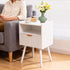 White Nightstand Modern Solid Wooden Open Shelf Bedside Table with One Storage Drawer and Solid Legs for Living Room Bedroom Apartment Easy Assembly