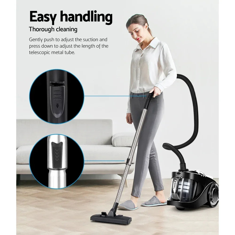Bagless Vacuum Cleaner 2200W Multi-Cyclonic HEPA Filter 4L Black